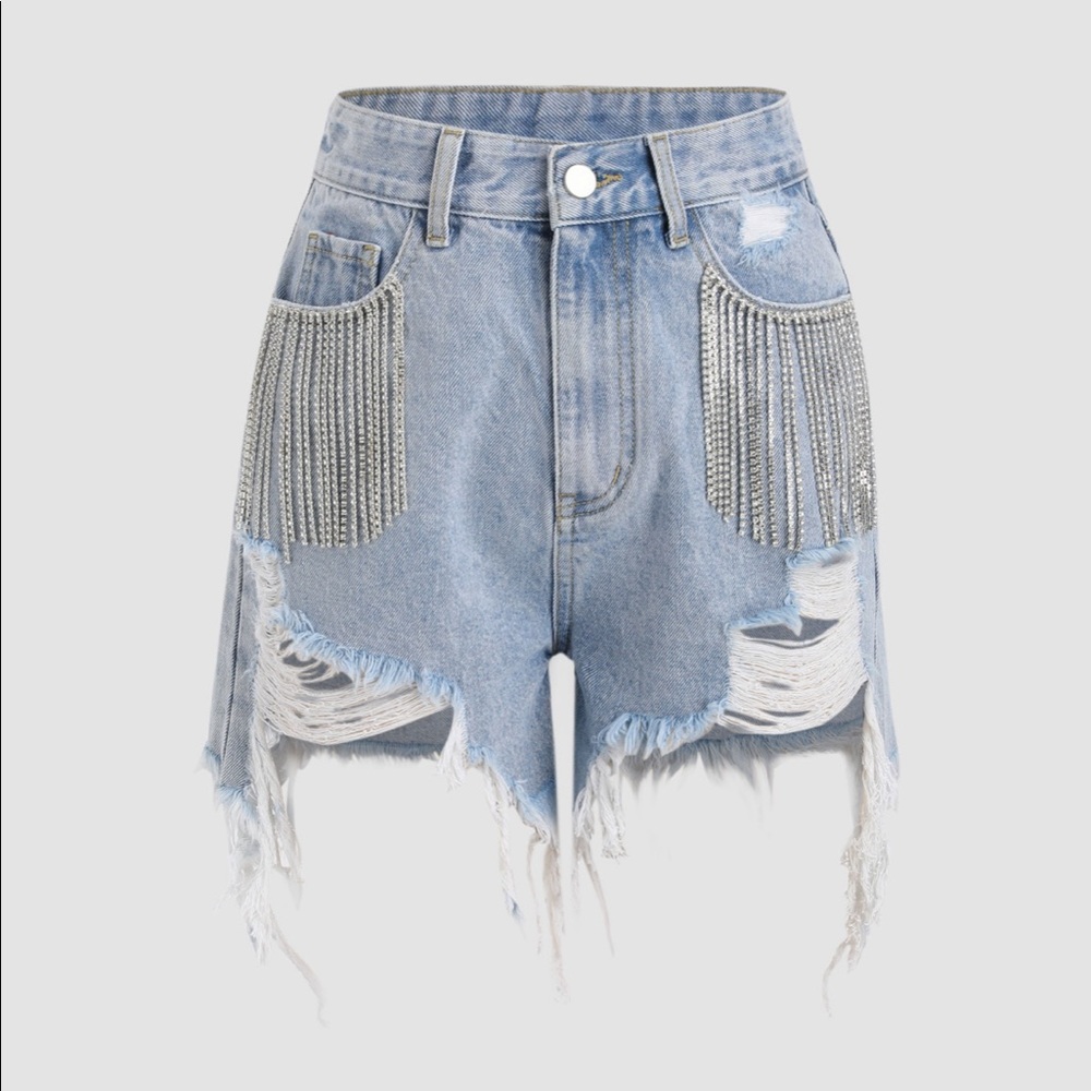 Brand New - Denim Shorts w/diamond tassels 😻